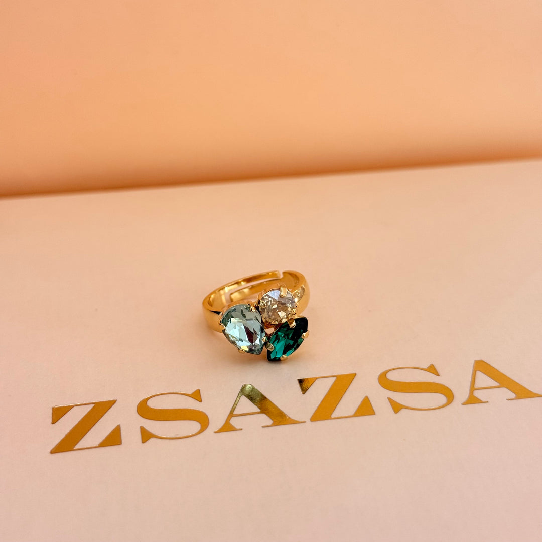 Mixed green and champagne Swarovski crystals set