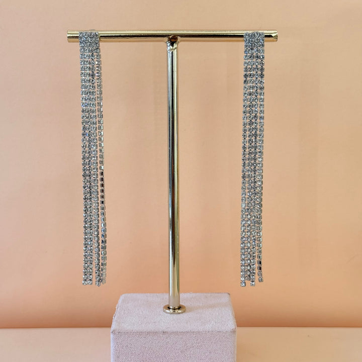 4 fringe zircone silver earrings