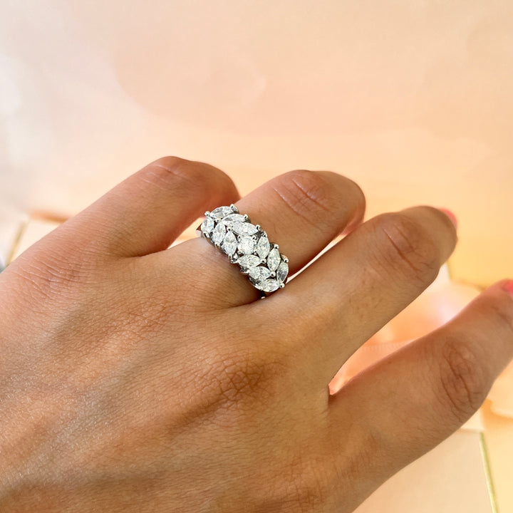 Zircone marquise white gold plated band ring
