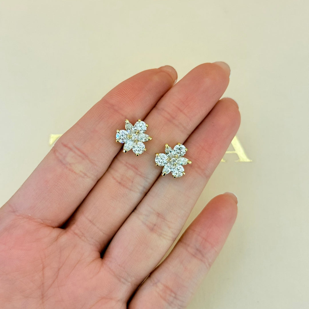Flower zircone gold plated set