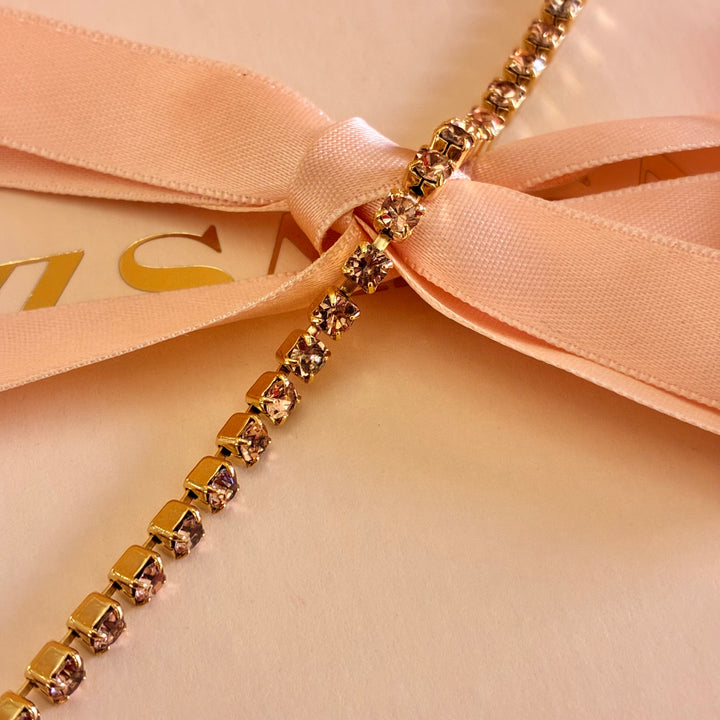 Dainty Peach Swarovski crystals bracelet