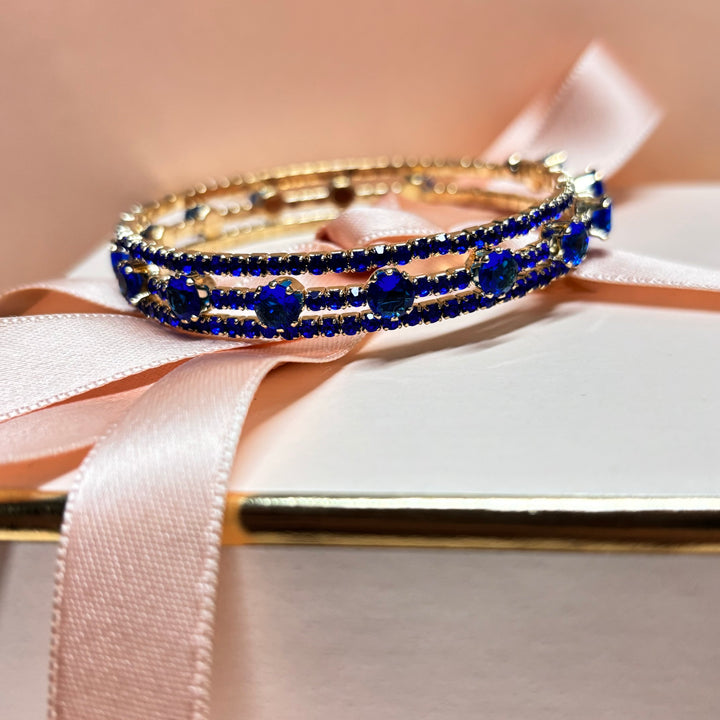 3 rows royal blue bangle