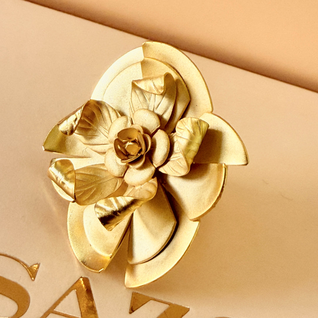 Handmade Detailed Flower Gold Ring | Gold Plated | ZsaZsa