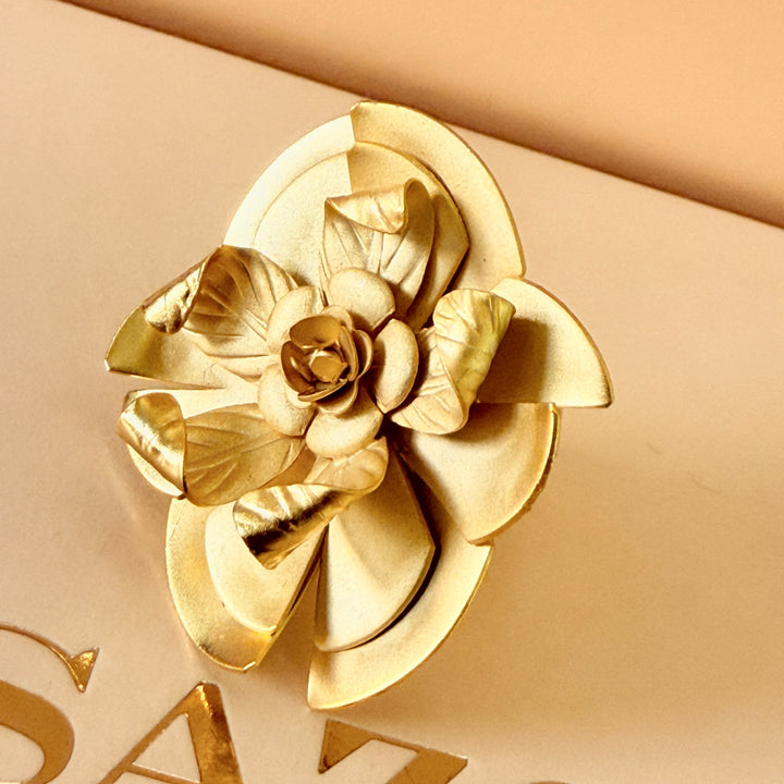Handmade Detailed Flower Gold Ring | Gold Plated | ZsaZsa