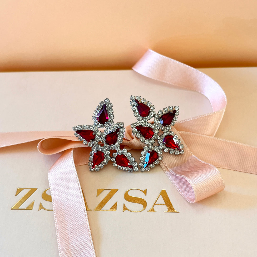 Red Swarovski crystals studs