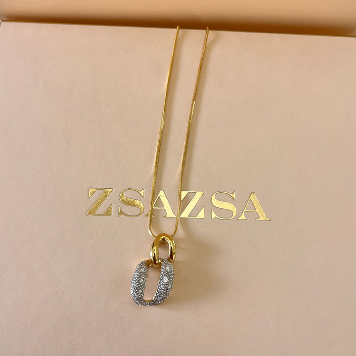 Swarovski crystals chain gold plated pendant