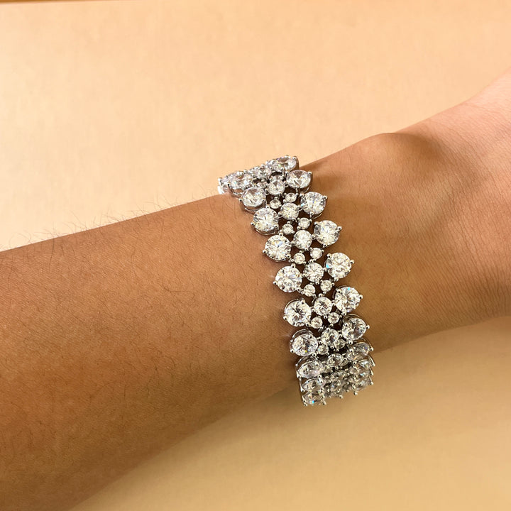 Statement white gold plated set