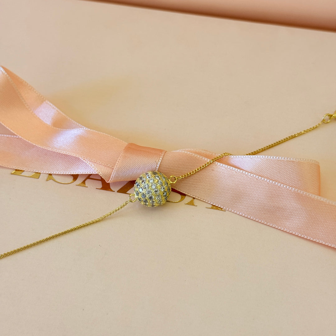 Zircone ball in the middle gold plated bracelet