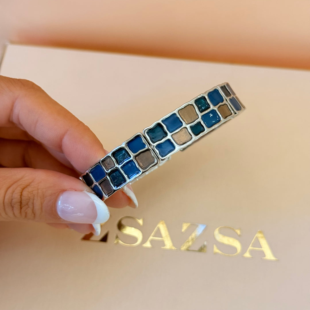 Blue & bronze silver Enamel Set