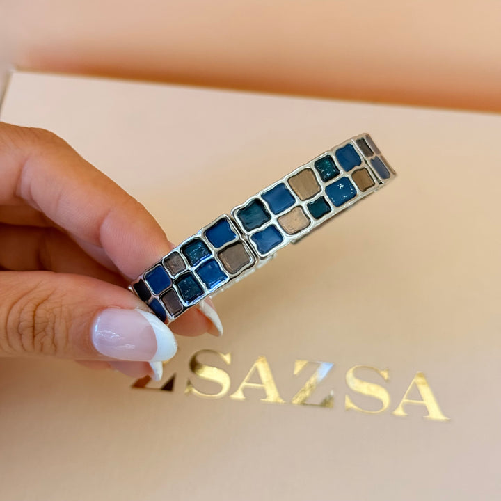 Blue & bronze silver Enamel Set