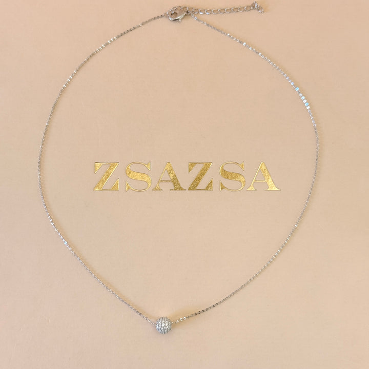 Ball zircone silver pendant