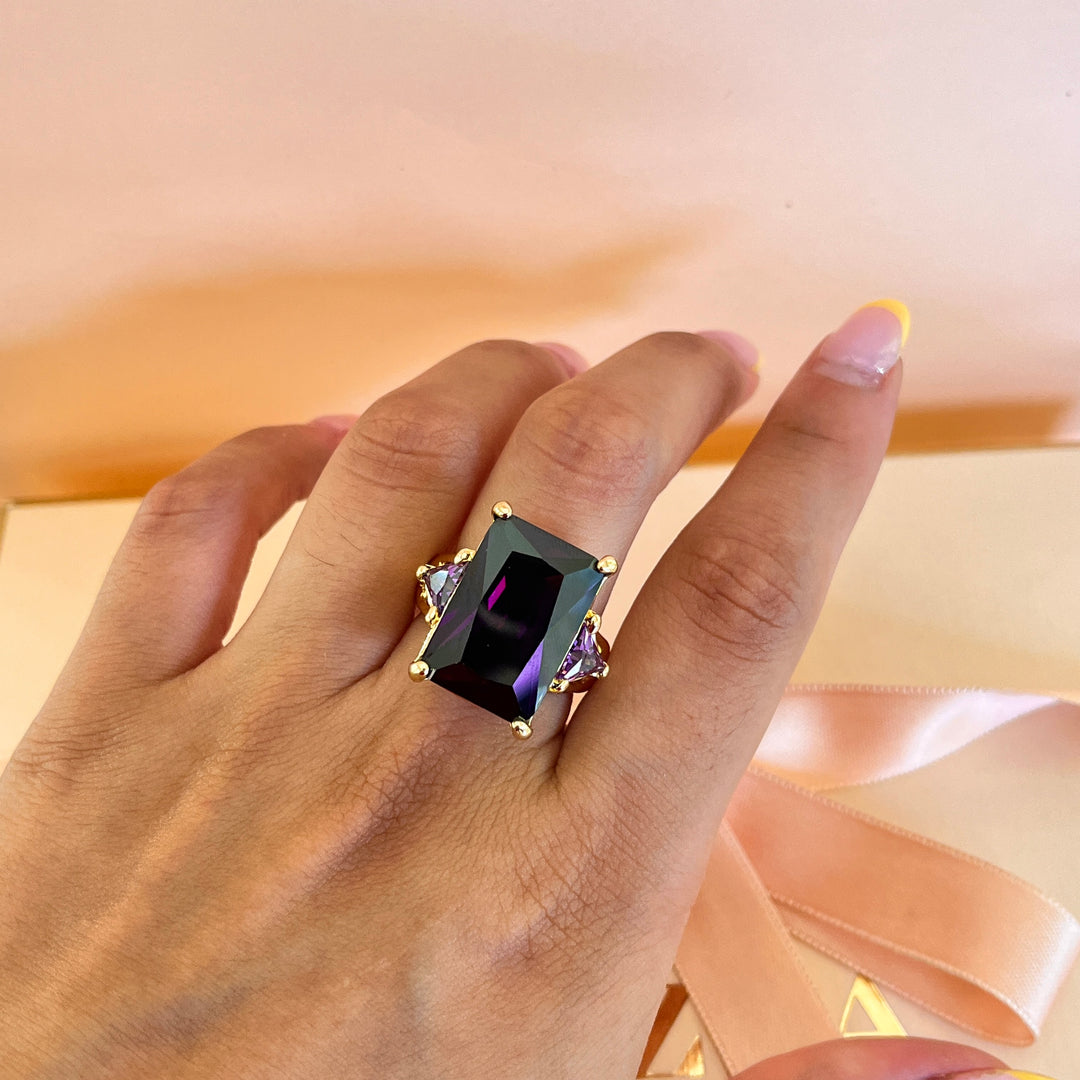Purple rectangular ring