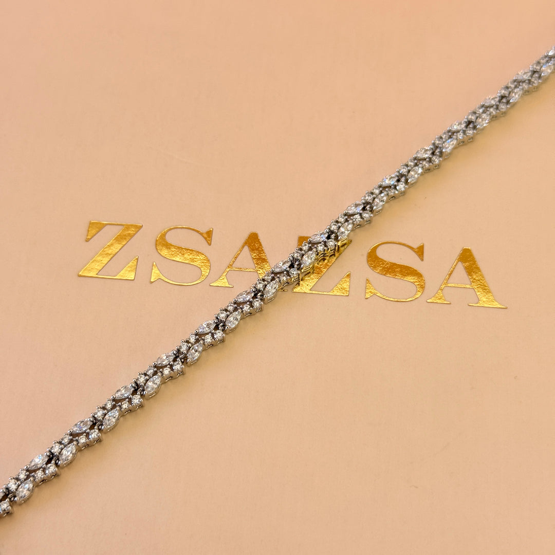 Dainty marquise zircone silver bracelet
