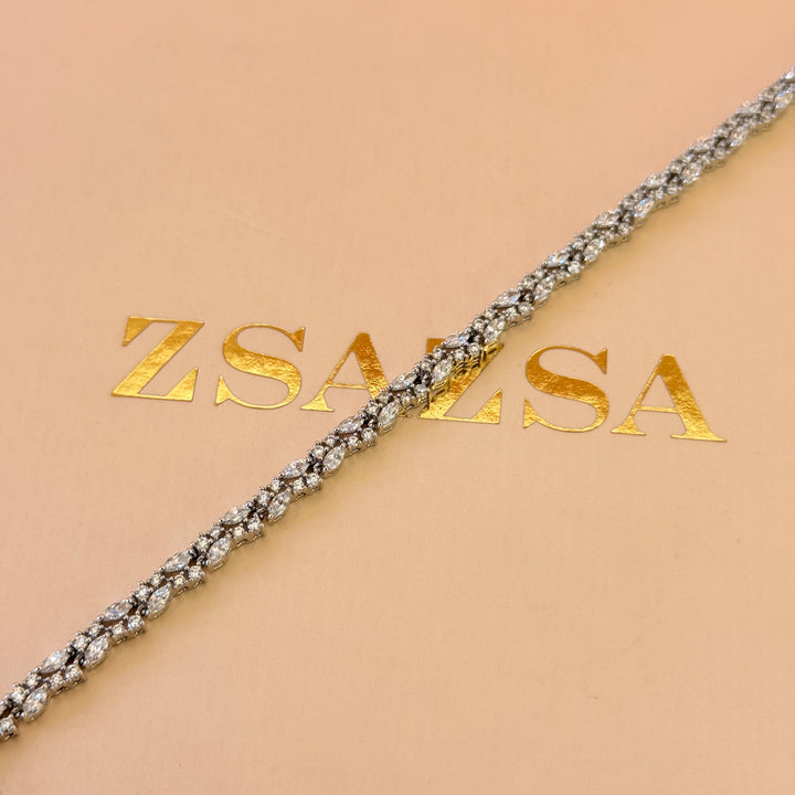 Dainty marquise zircone silver bracelet