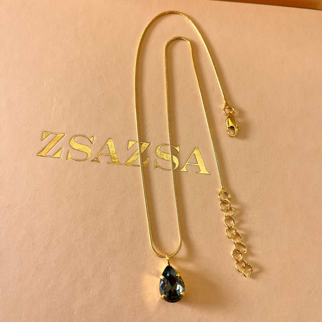 Grey teardrop preciosa crystal pendant