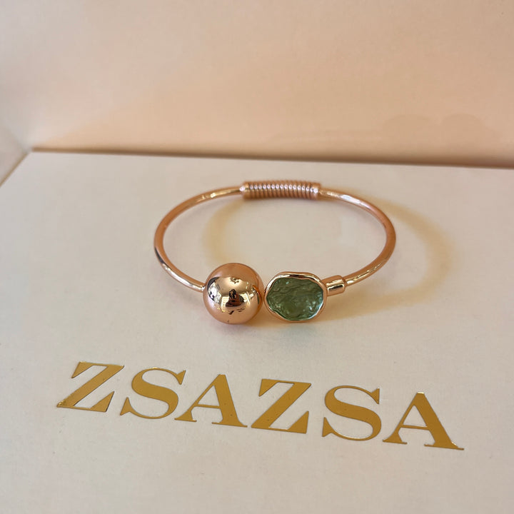 Enamel green rose gold plated bangle