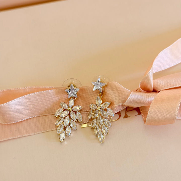 Star and marquise zircone gold plated earrings