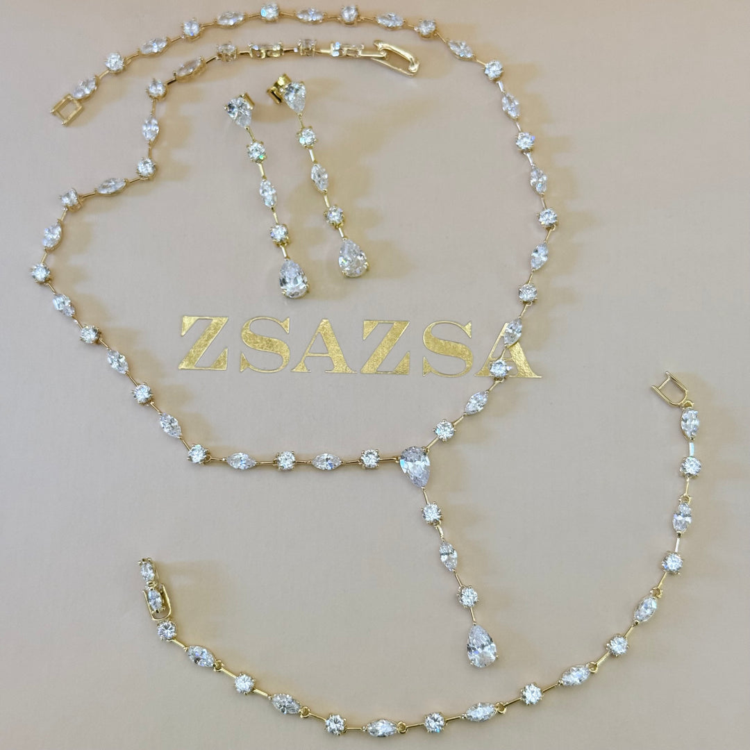 Teardrop zircone gold plated set