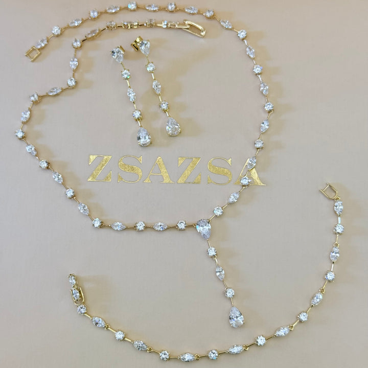 Teardrop zircone gold plated set