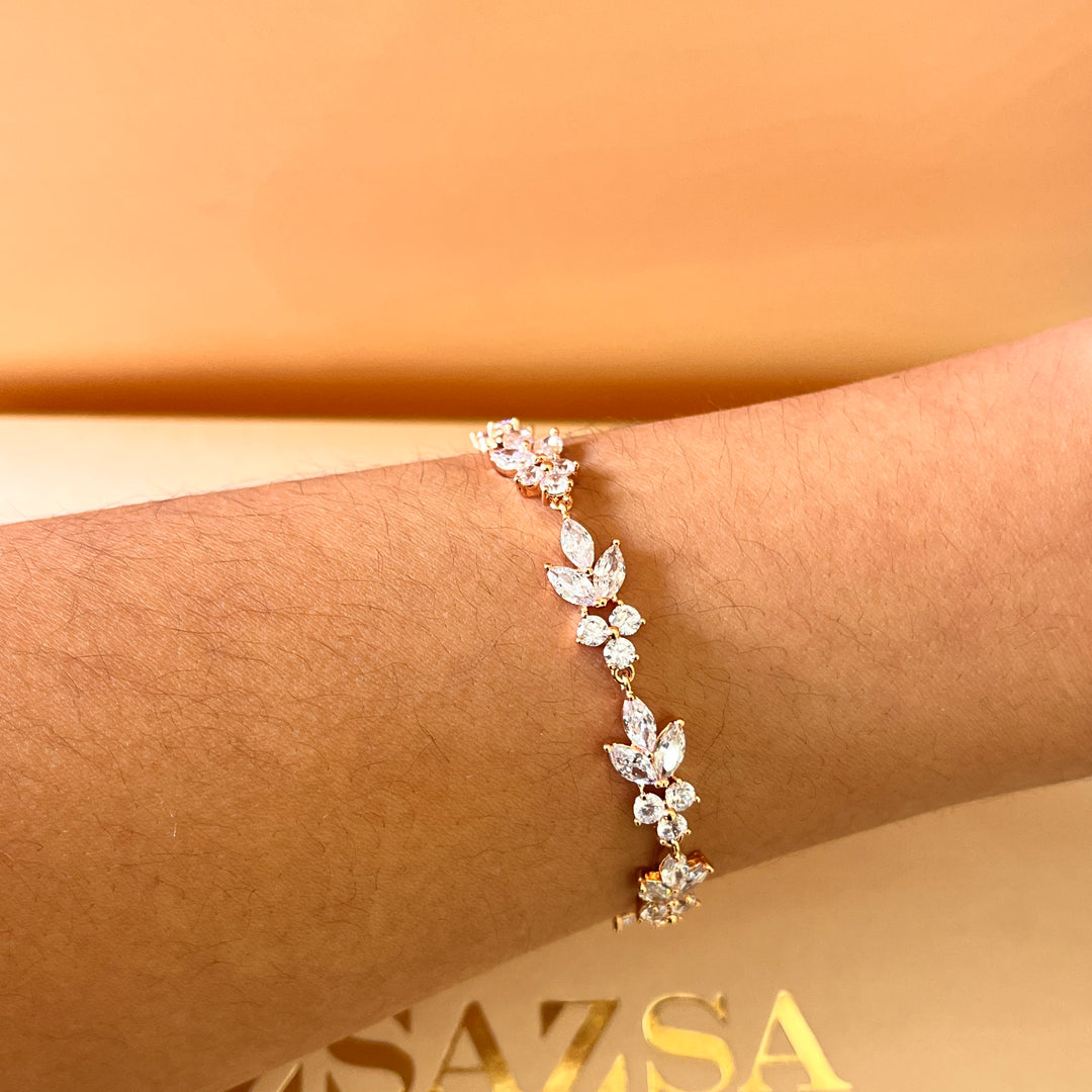 Marquise and round zircone rose gold plated bracelet