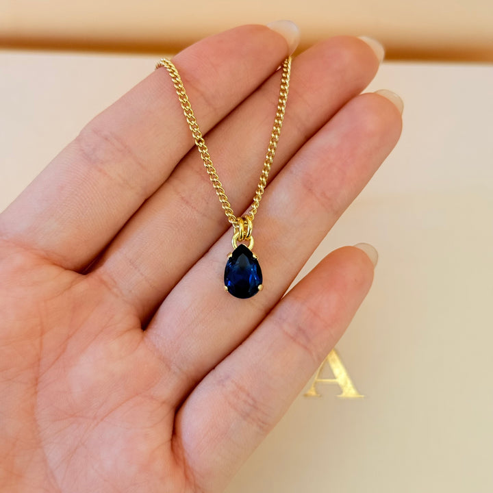 Dainty teardrop navy blue Swarovski crystals set