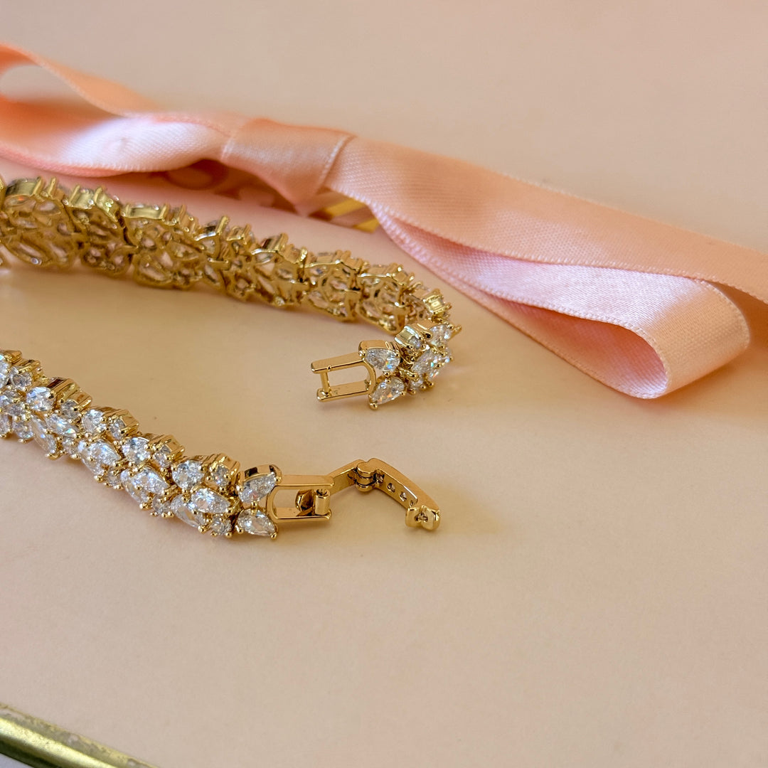 Zircone chunky marquise gold plated bracelet