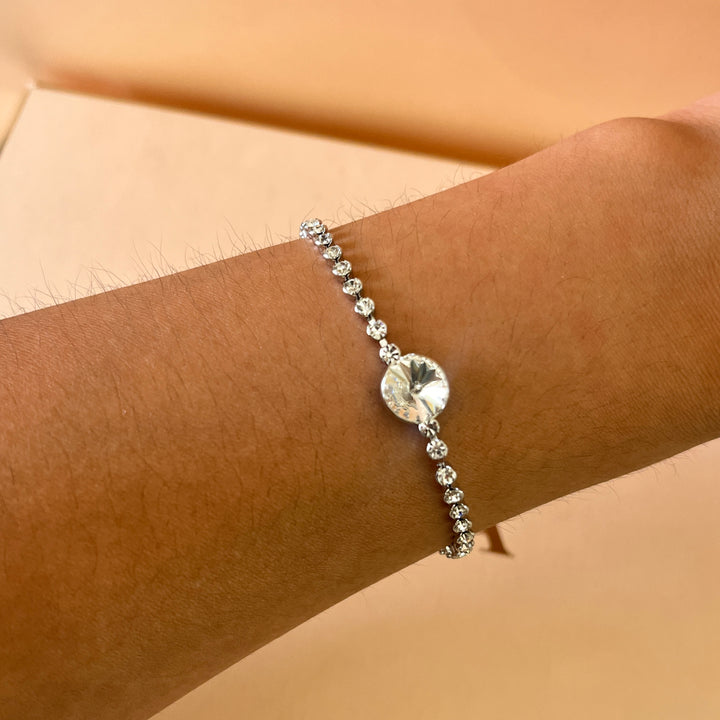 Swarovski crystals white gold plated earrings and bracelet