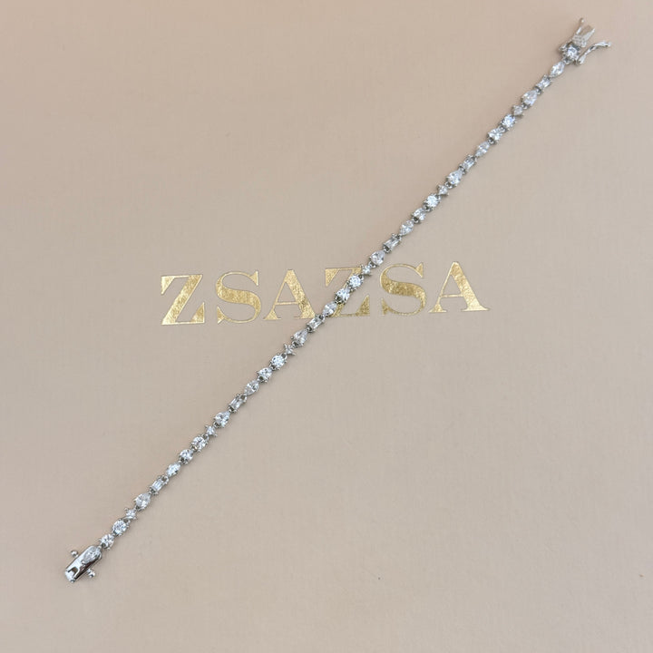 Mixed shapes zircone sterling silver bracelet