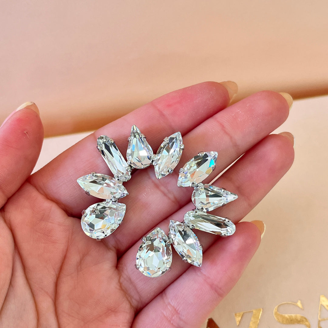 Swarovski crystals mix of shapes white gold plated studs