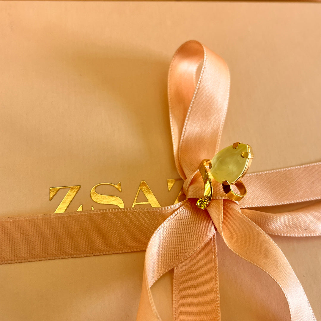 Yellow Swarovski crystal ring