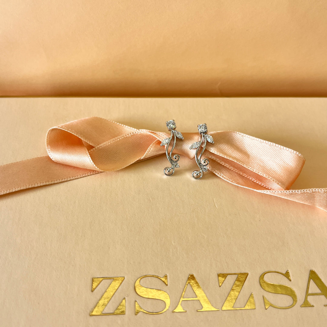 Marquise and round zircone white gold plated