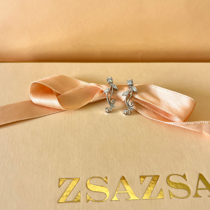 Marquise and round zircone white gold plated