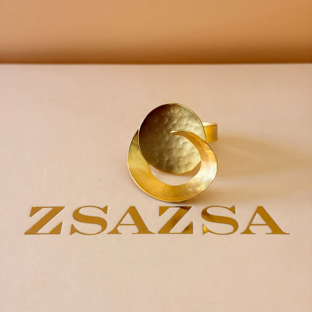 Handmade Abstract Layered Circles Gold Set | Gold Plated | ZsaZsa