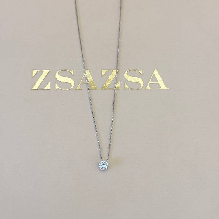 Solitaire zircone sterling silver pendant