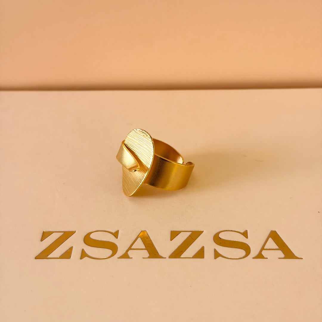 Handmade Oval Layered Ring | Gold Plated | ZsaZsa