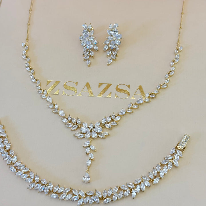 Marquise zircone gold plated set