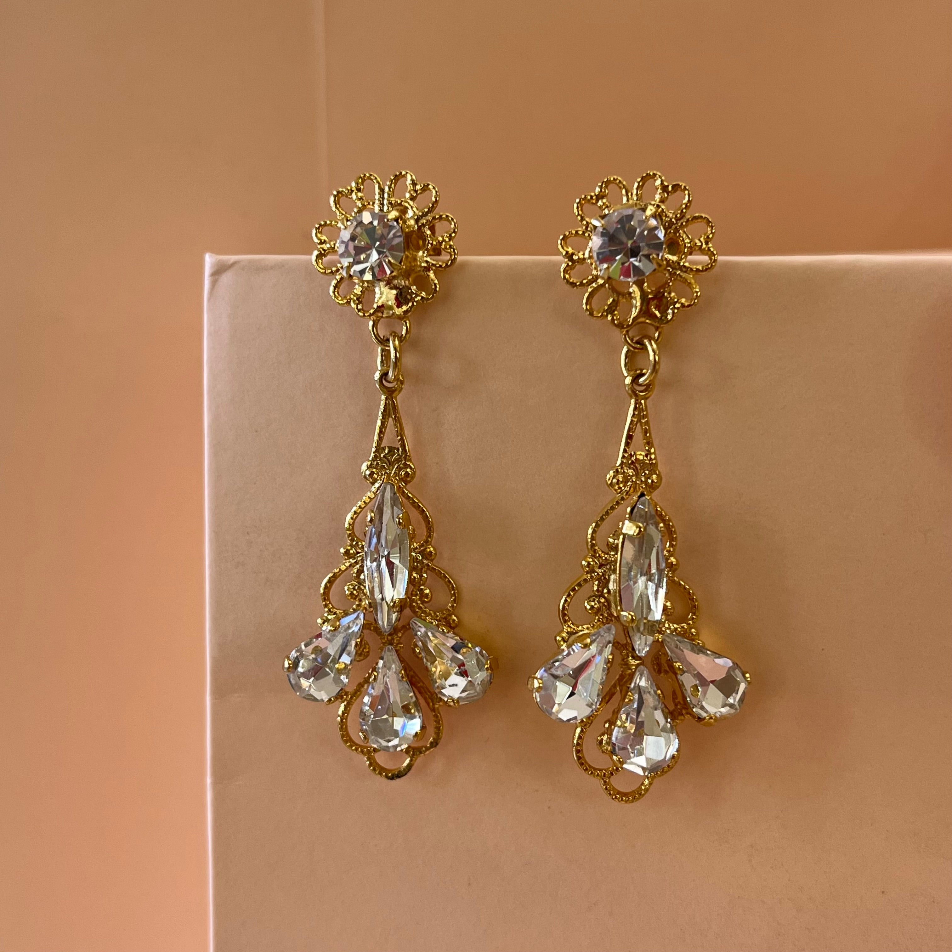 Gold Swarovski crystals earrings