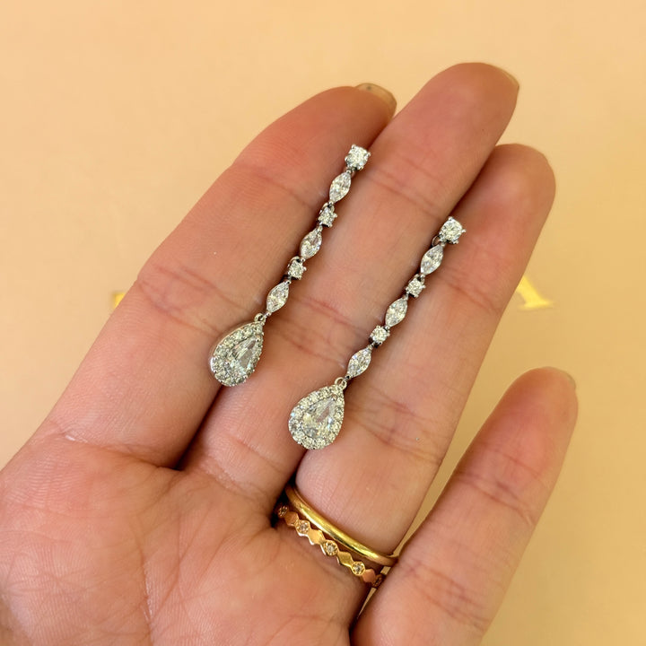 Marquise and teardrop dainty zircone silver set