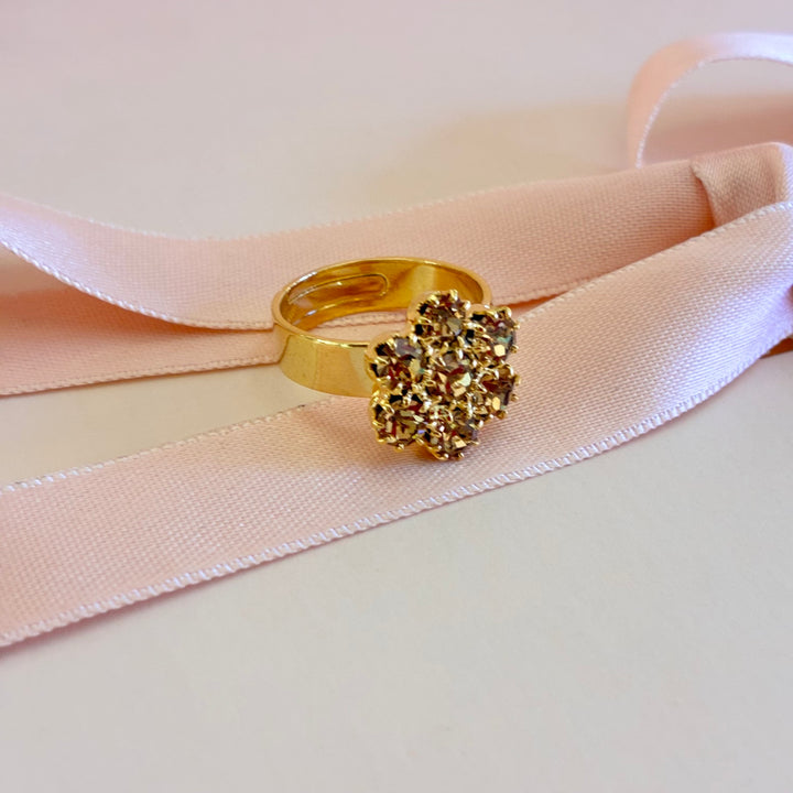 Flower bronze crystals gold plated set
