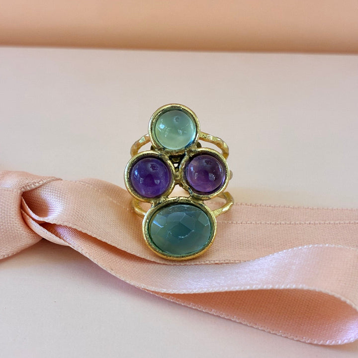 Handmade amethyst gold plated set