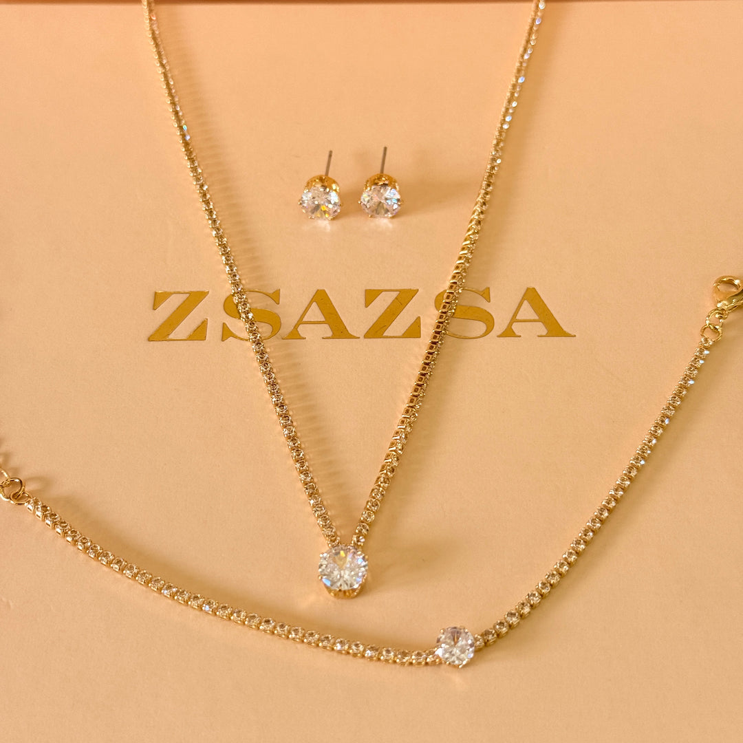 Dainty zircone gold plated set