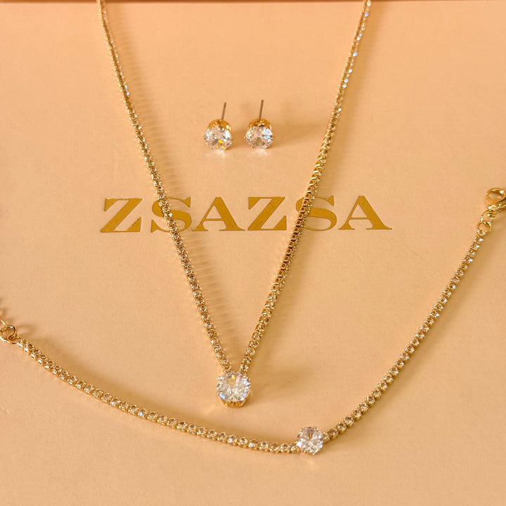 Dainty zircone gold plated set