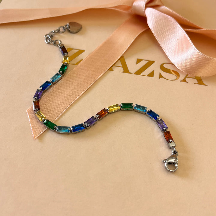 Rectangular multicolour zircone bracelet