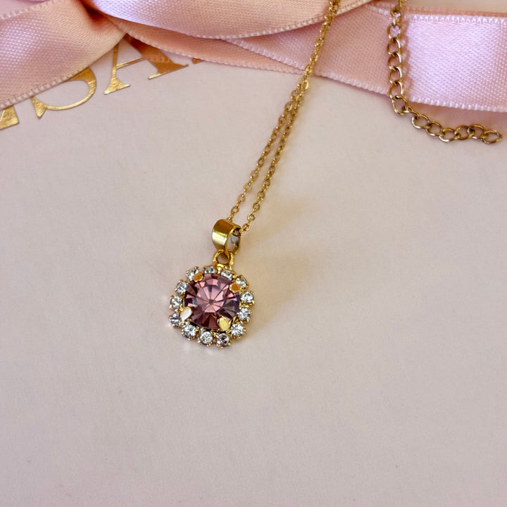 Mauve dainty Preciosa crystals gold plated set