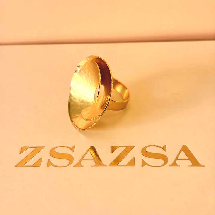 Handmade Twisted Circle Gold Earrings and Ring Set | Gold Plated | ZsaZsa