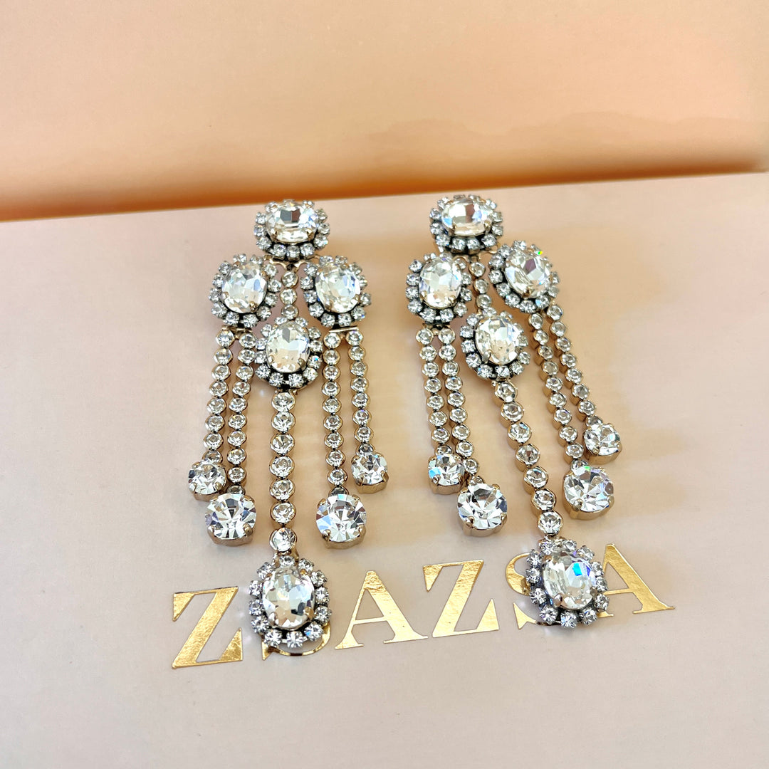 Swarovski crystals flower gold plated earrings