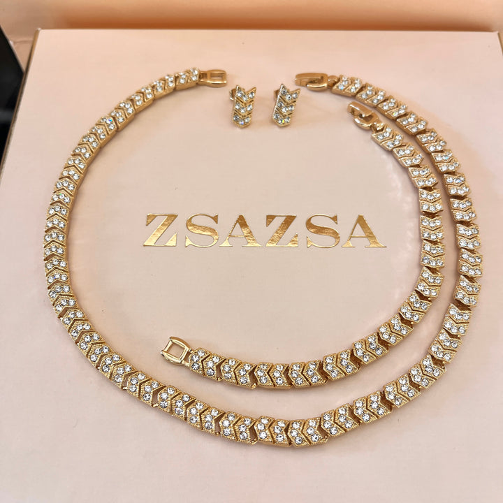 Swarovski crystals gold plated set