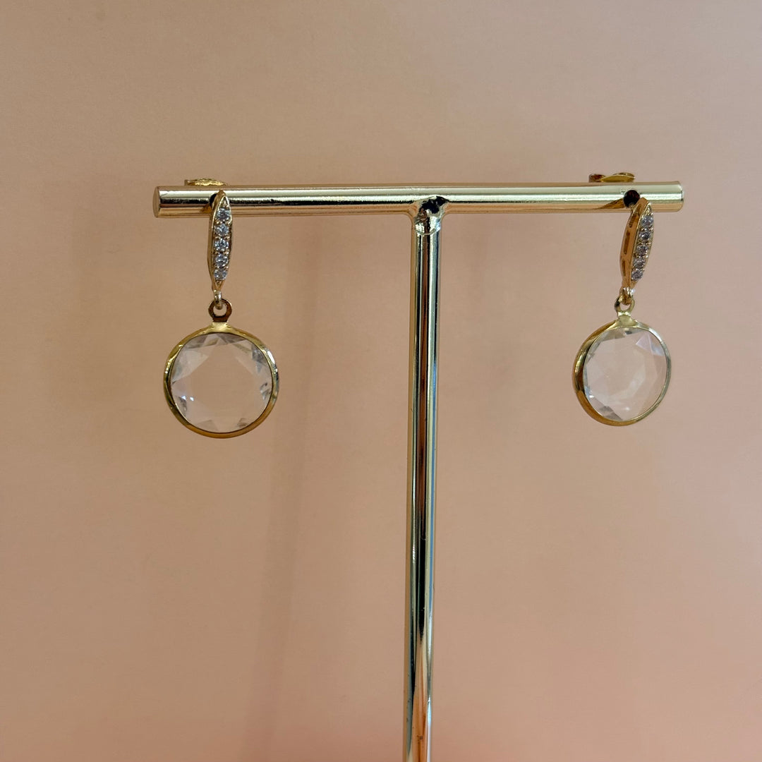 Round dangling zircone gold plated