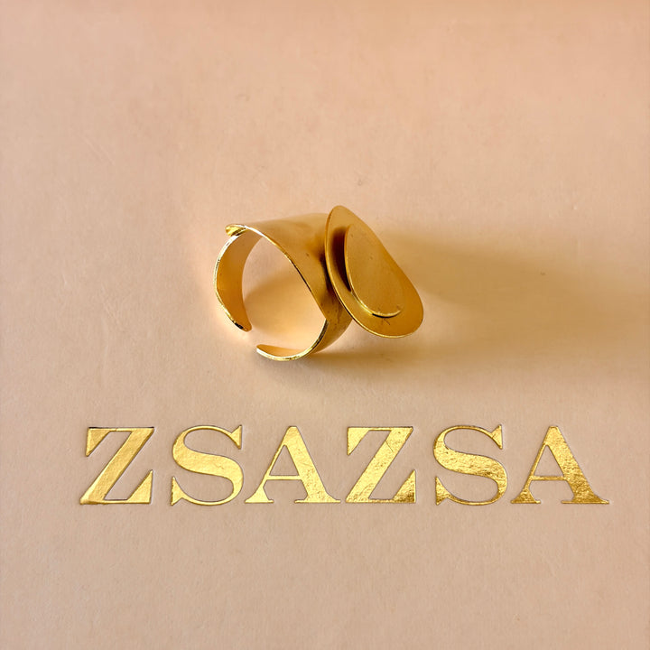 Handmade Two Circle Gold Ring | Gold Plated | ZsaZsa