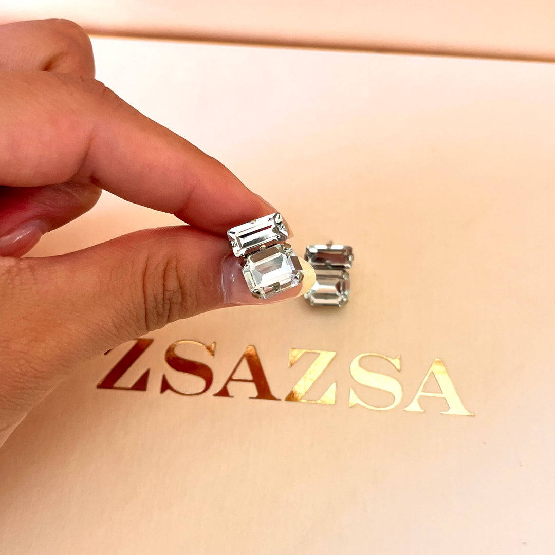 Swarovski crystals mixed of shapes white gold plated studs